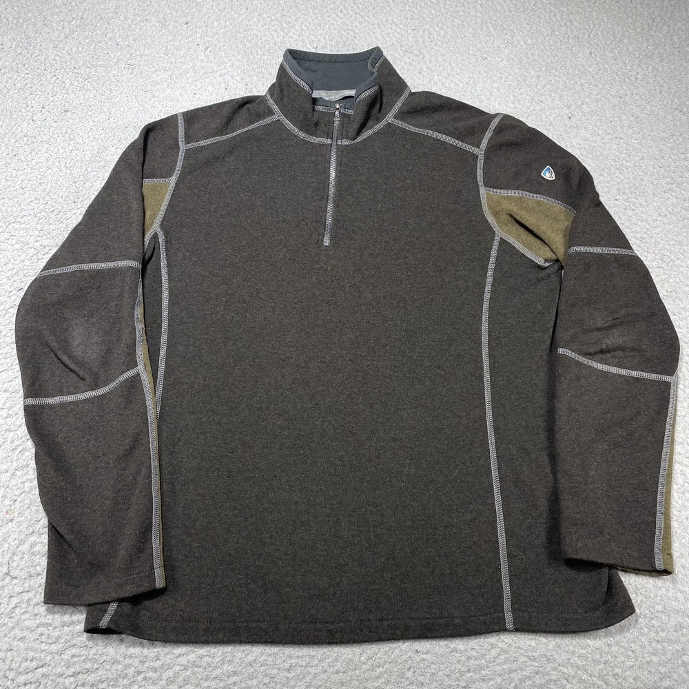 Kuhl Kashmira‎ Pullover Mens Medium Brown 1/4 Zip Fleece Mock Neck Hiking